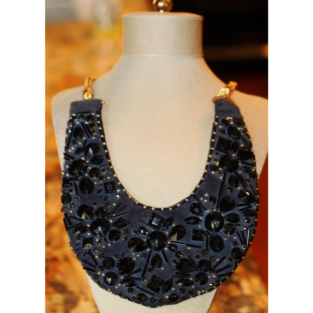 Kate Spade York On Purpose Madison Bib Necklace Navy Blue Crystals