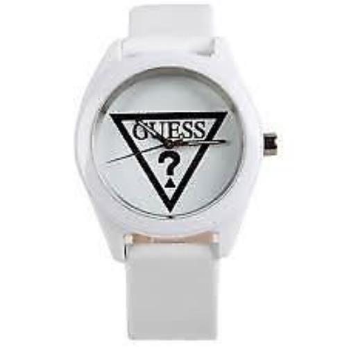 New-guess White Tone White Patent Leather with Black Logo WATCH-U75051L1