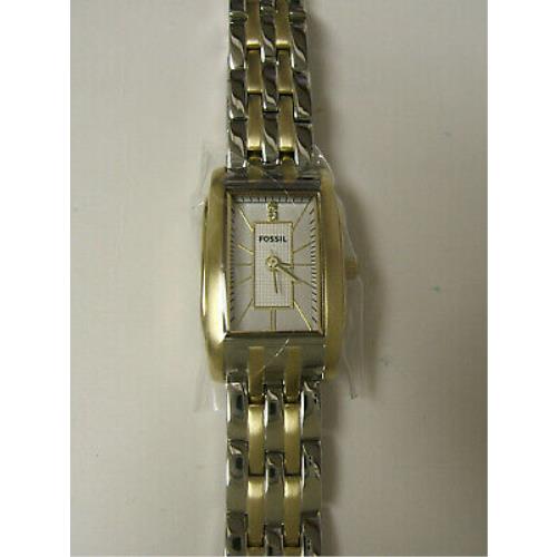 W Fossil Gold Silver Diamond Accent Watch ES2848