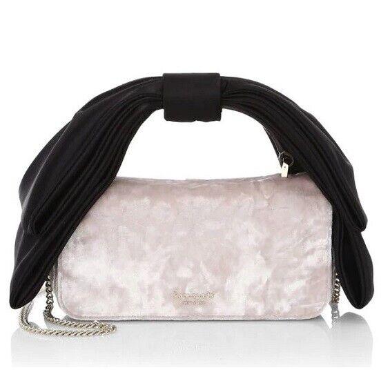 Kate Spade Bowie Silver Velvet Bow Mini Top Handle Crossbody Evening BAG-$298+