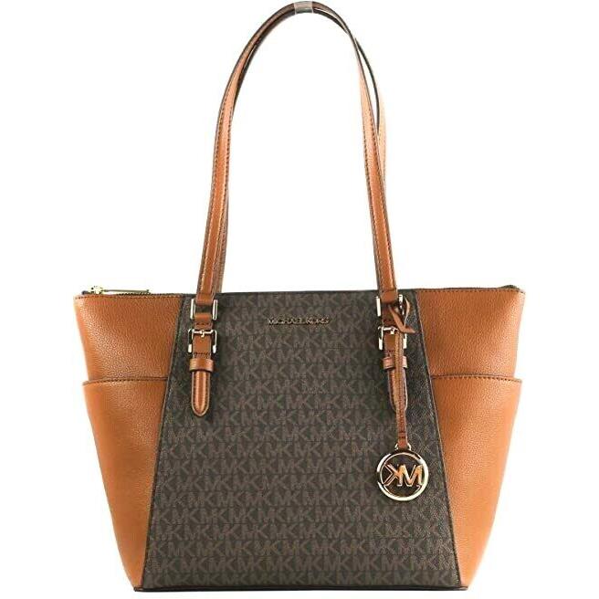 Michael Kors Fashion Shoulder Tote Bag Handbag Purse Brown MK Signature Women