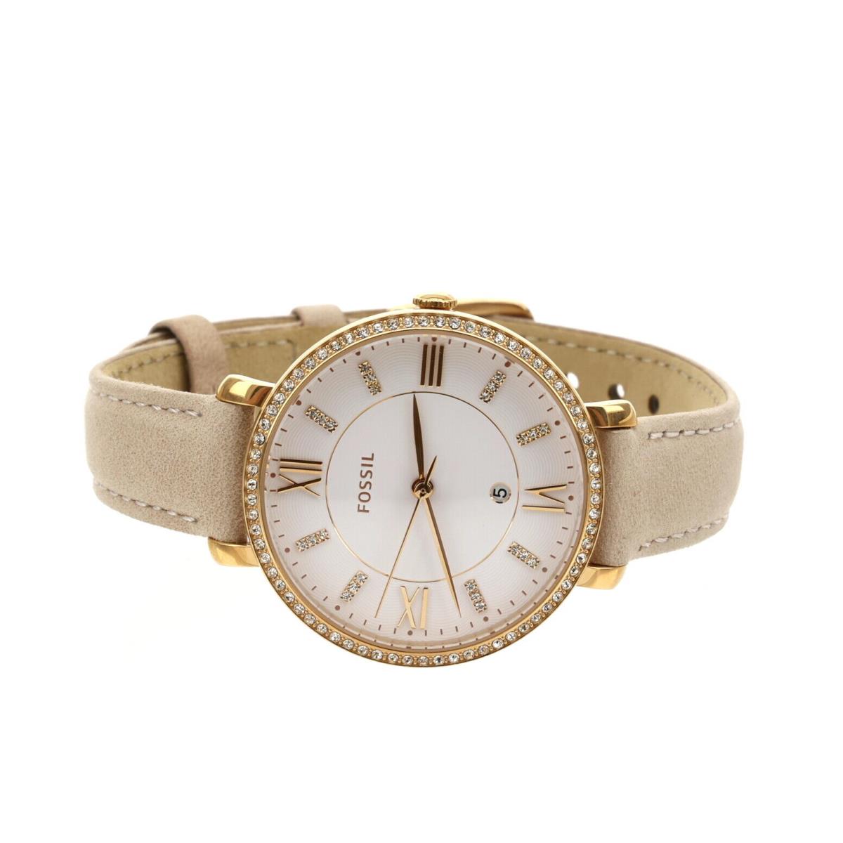 Fossil Women`s Rose Gold Light Pink Jacqueline Leather Strap Watch 1227 - Dial: , Band: Light Pink