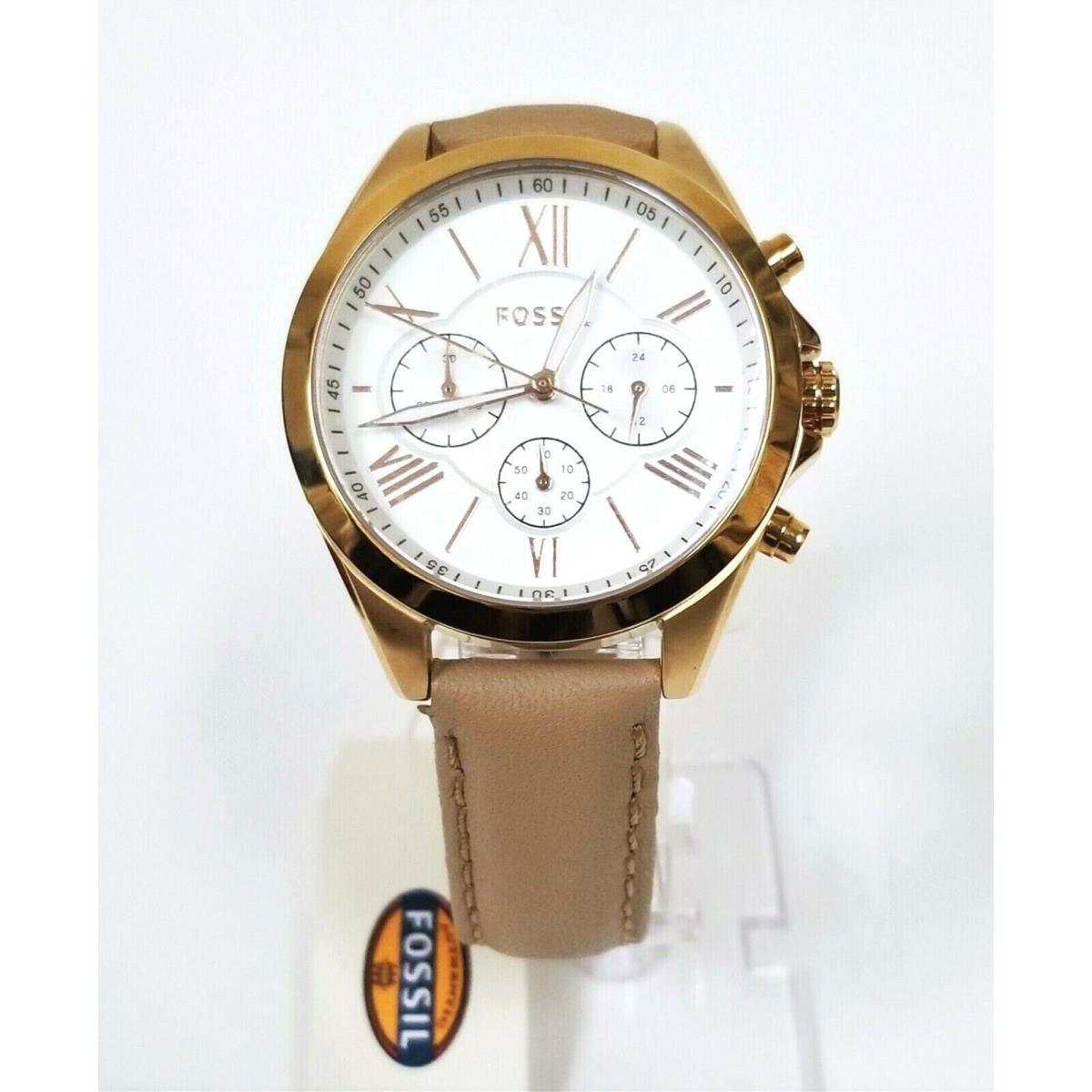 Fossil Courier Rose Gold Tone Tan Leather Band Chronograph Watch BQ1751