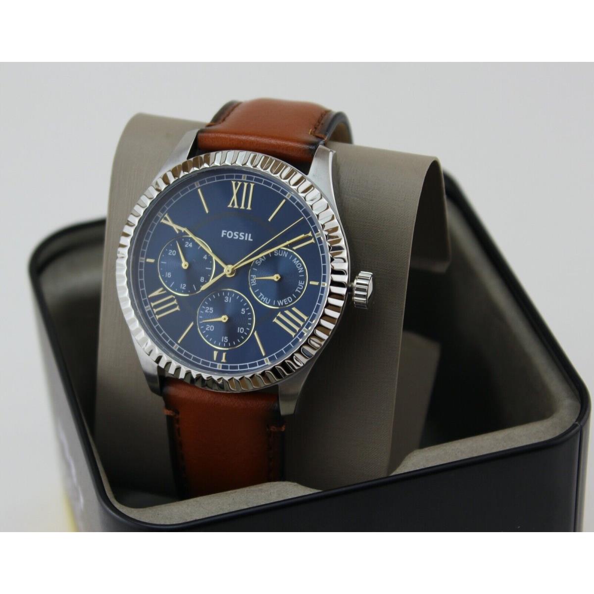 Fossil Chapman Chronograph Silver Brown Leather Men`s FS5634 Watch