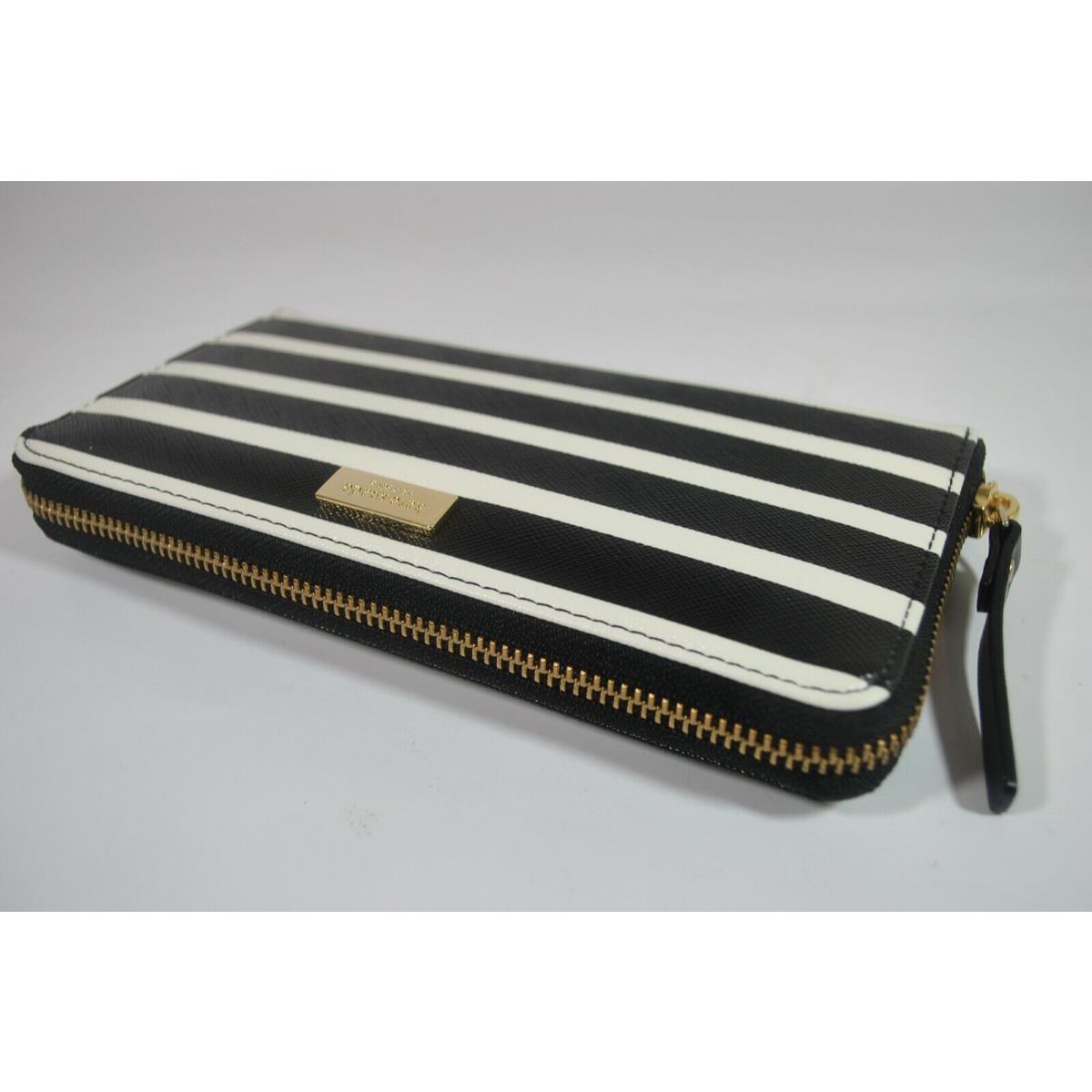 W Tag Kate Spade Brightwater Drive Neda Zip Around Wallet-black/white Stripe  - Kate Spade wallet - 098689889818 | Fash Brands