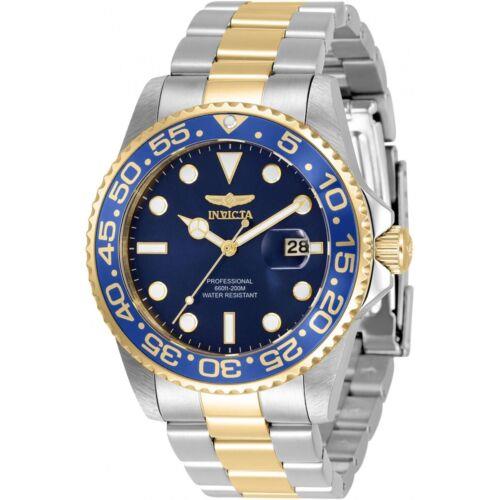 Invicta Men`s Watch Pro Diver Quartz Two Tone Stainless Steel Bracelet 33254 - Dial: Blue, Band: Silver, Yellow