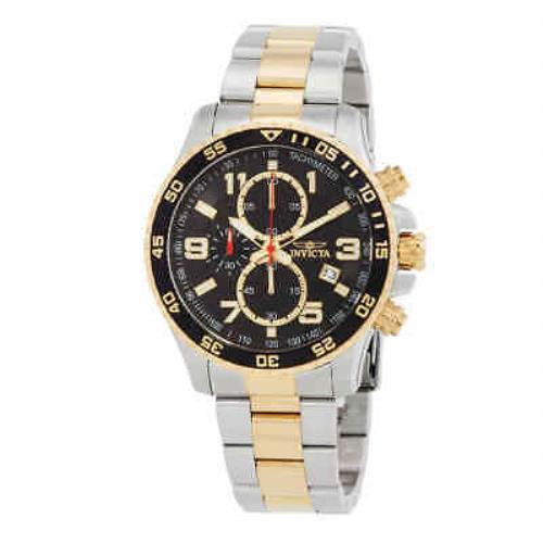 Invicta Specialty Chronograph Black Dial Men`s Watch 14876 - Dial: Gray, Black, Band: Silver, Gold, Black, Bezel: Silver-tone