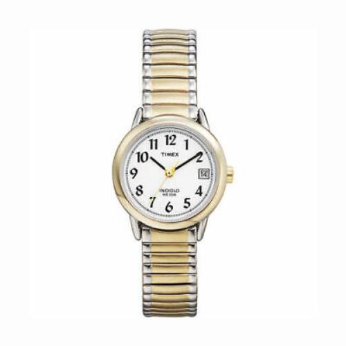 Ladies` Two Tone Timex Watch with Date Indiglo Light