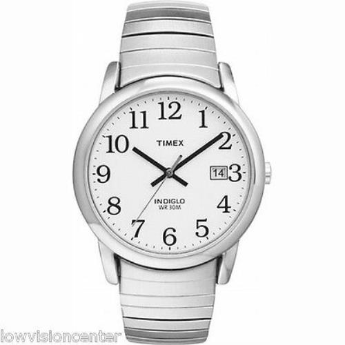 Men`s Silver Tone Timex Watch with Date Indiglo Light