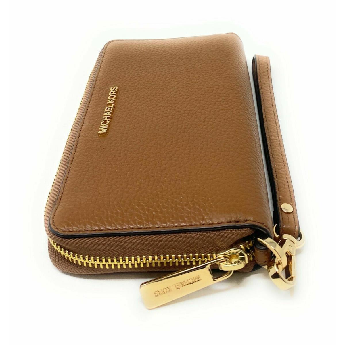 Michael Kors Jet Set Phone Case Wallet Wristlet Brown Leather Dust Y