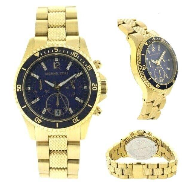 Michael Kors Gold Tone Blue Dial Chronograph Bracelet WATCH-MK5447