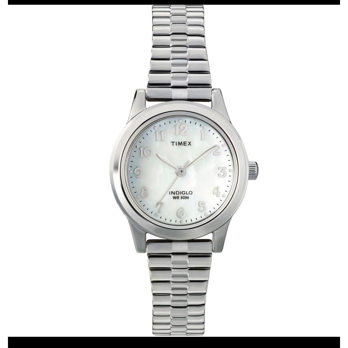 Timex T2M826 Women`s Silvertone Expansion Watch Indiglo 30 Meter WR 25MM Case