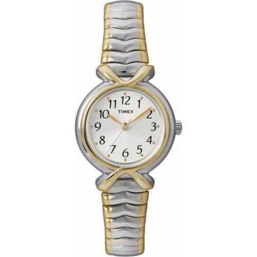 Timex T21854 Easy Reader Women`s 2-Tone Expansion Watch 25MM Case - White Dial, Multi-Color Band