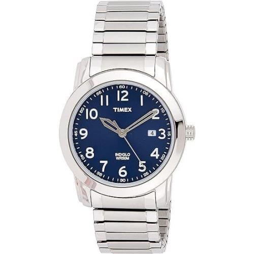 Timex Highland Street Mens Watch T2P132 - Dial: Blue, Strap: Silver