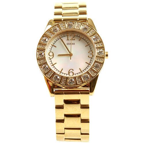 Guess Gold Tone Stainless Steel Band Mop Dial+crystal WATCH-G95483L