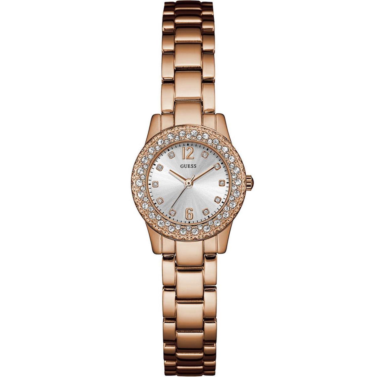 Guess Women`s Dress Stainless Steel Gold-tone Crystal Accented Bezel W0889L3