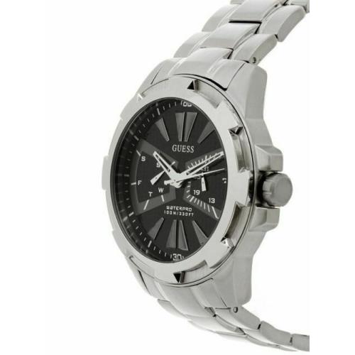 Guess Brushed Silver Tone Black Multi Dial Bracelet Watch U10026G1