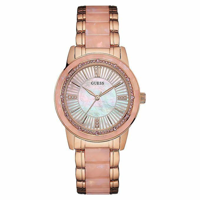 Guess `blush` W0706L4 Crystal Two Tone Stainless Steel Women`s Watch