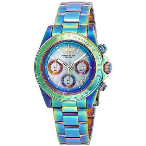 Invicta Speedway Chronograph Men`s Watch 23942 - Dial: Silver, White, Band: Multicolor, Bezel: Iridescent