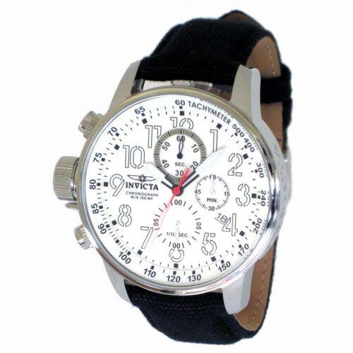 Invicta Men`s Lefty Watch I-force Chronograph White Dial Leather Strap 1514 - White Dial, Black Band
