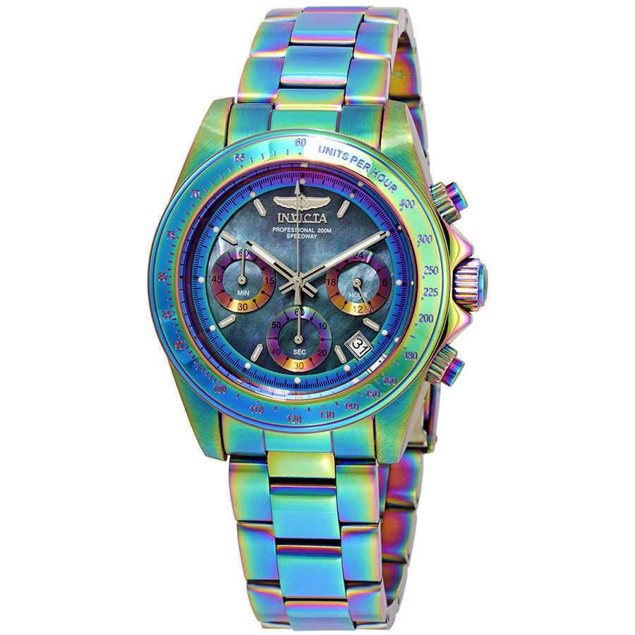 Invicta Speedway Chronograph Men`s Watch 23941 - Dial: Black, Band: Multicolor, Bezel: Iridescent