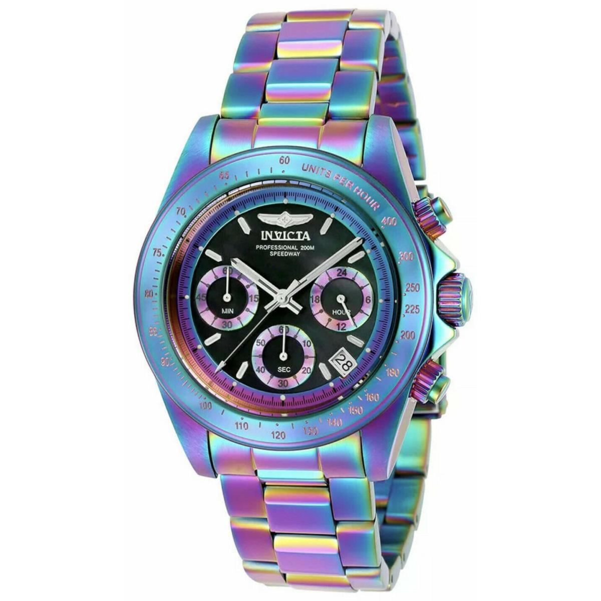 Invicta 40mm Iridescent Speedway Quartz Chronograph Mother Of Pearl Dial - Dial: Mother of Pearl, Band: Multicolor, Bezel: Purple