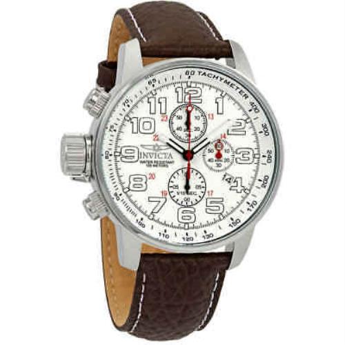 Invicta Force Lefty Chronograph White Dial Men`s Watch 2771 - Dial: White, Band: Brown