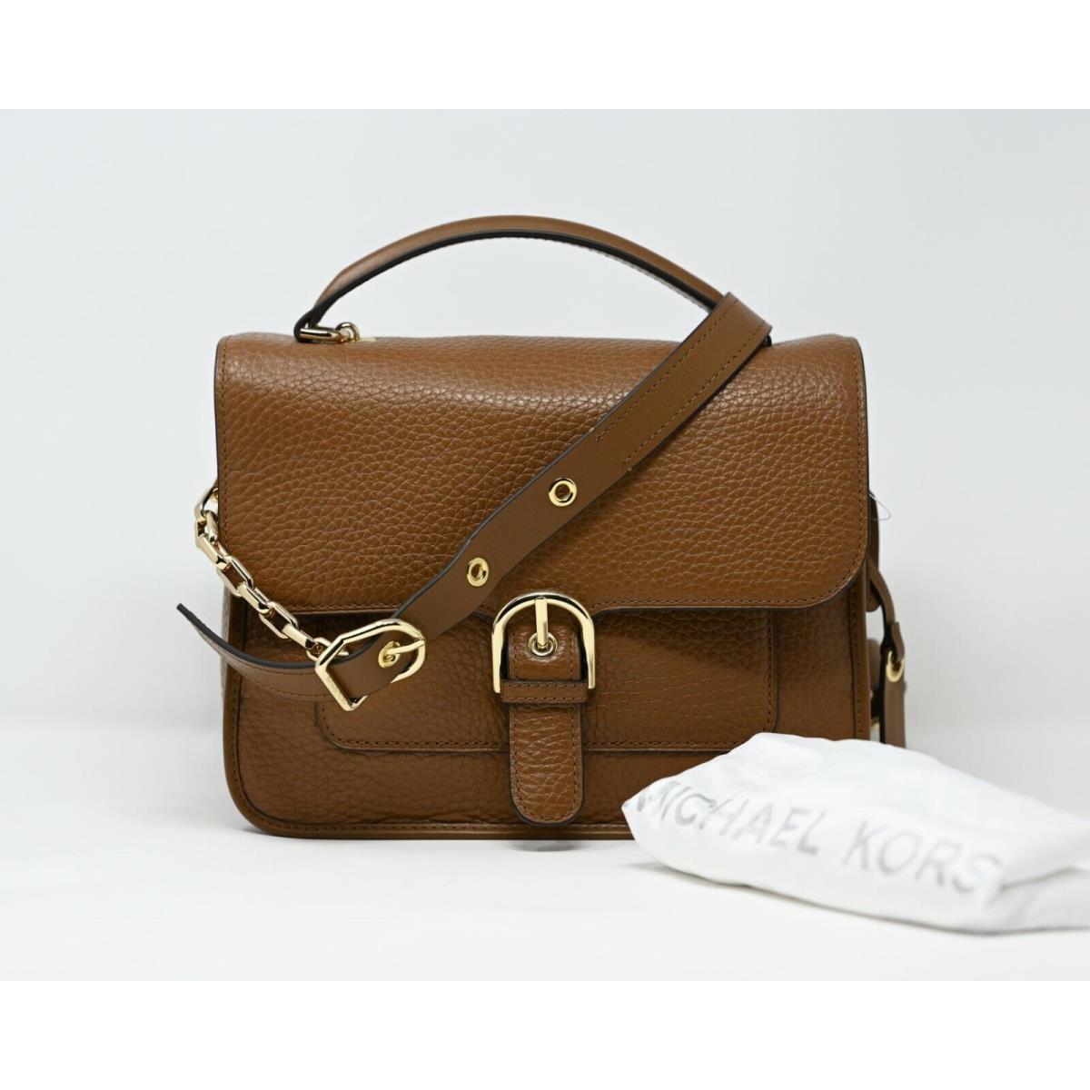 Michael Kors Cooper Large School Satchel Leather Luggage Brown - Exterior: Brown, Manufacturer: Luggage, Lining: Champagne