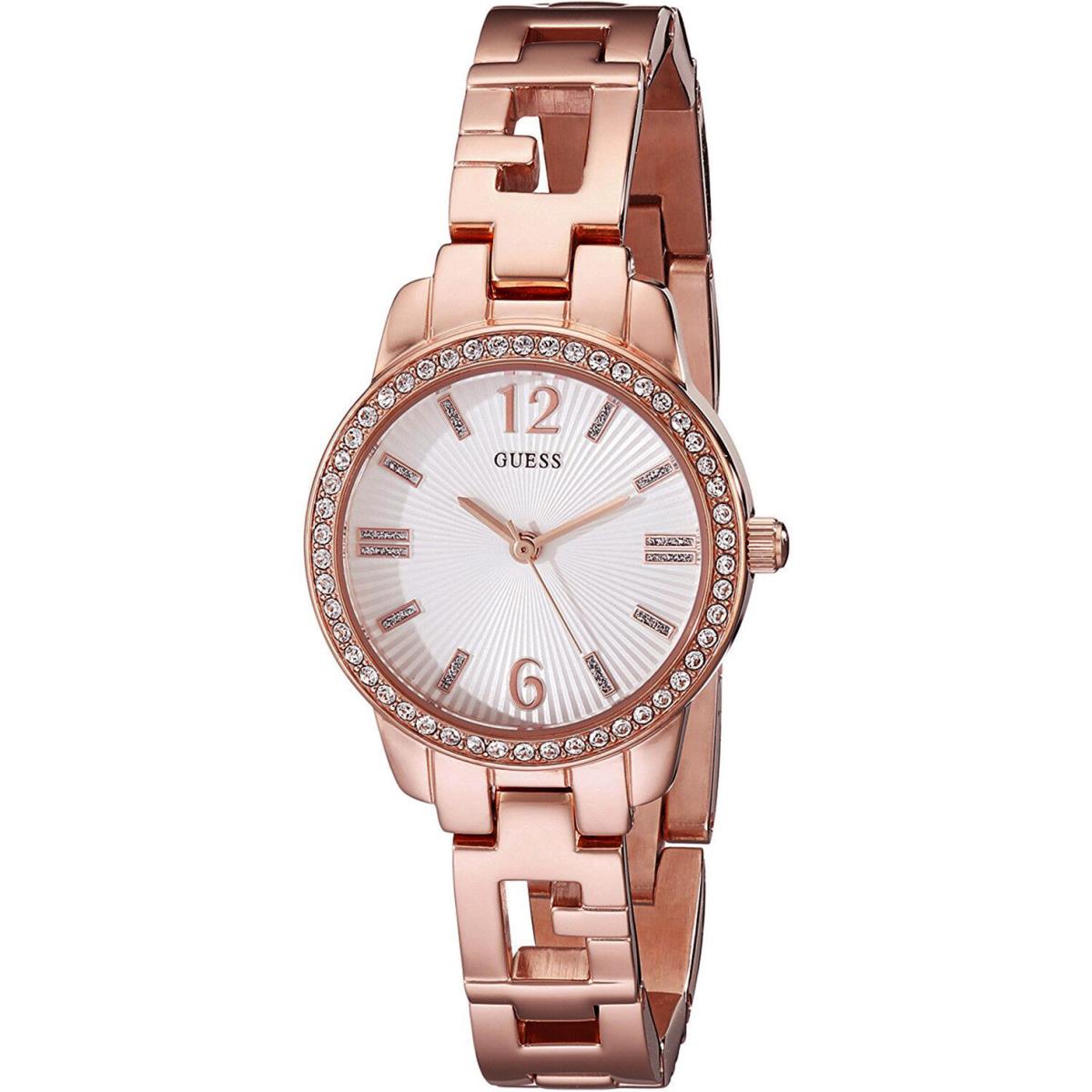 Guess W0568L3 Ladies Dress Rose Gold-tone Stainless Steel Crystal-accented Bezel