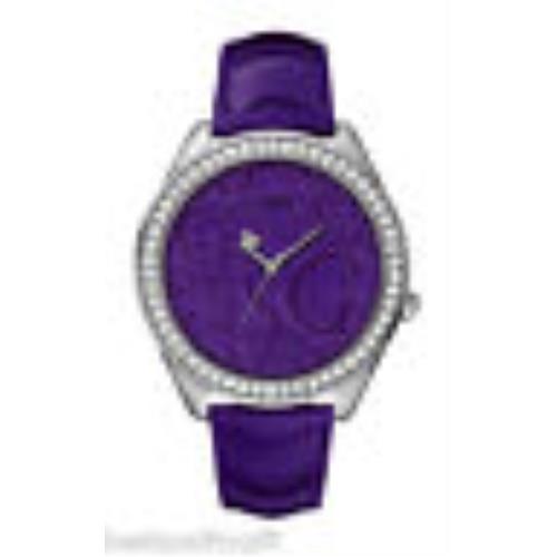 Guess Purple Patent Leather STRAP+3-D Logo Dial WATCH+CRYSTALS-W85098L3
