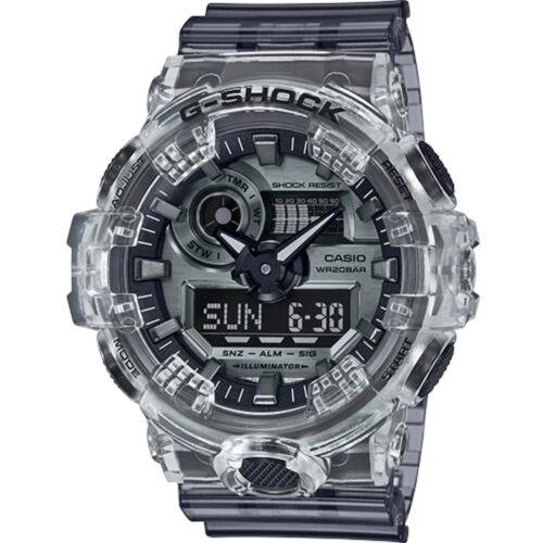 Casio Men`s Watch G-shock Grey Transparent Strap Shock Resistant GA700SK-1A