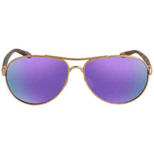 Oakley Feedback Prizm Violet Pilot Ladies Sunglasses OO4079 407939 59 - Frame: Gold, Lens: Purple