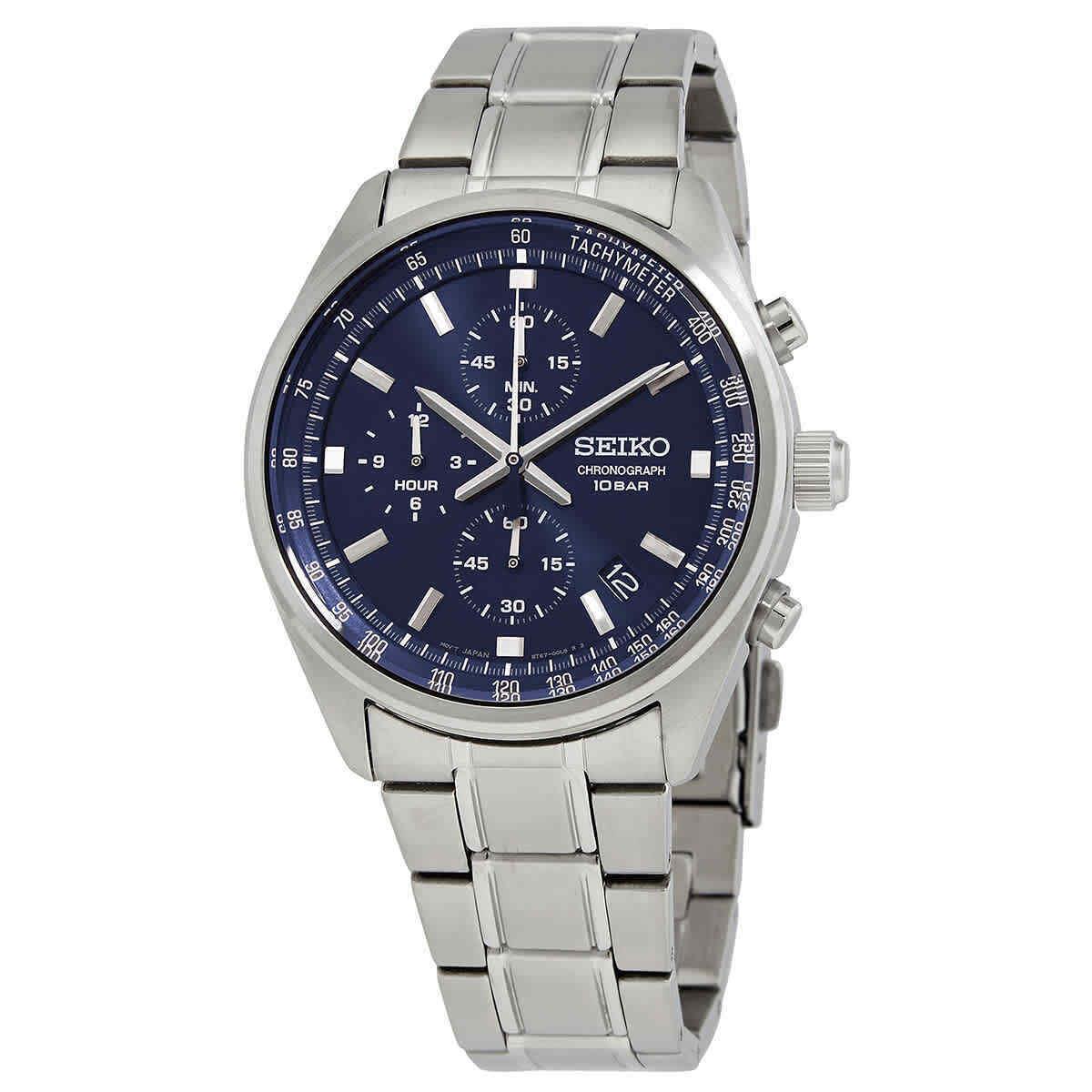 Seiko Chronograph Quartz Blue Dial Men`s Watch SSB377