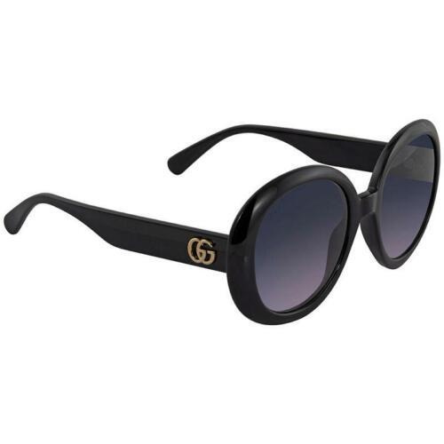 Gucci GG0712S 002 Women Round Sunglasses in Black Frame W/blue Gradient Lens