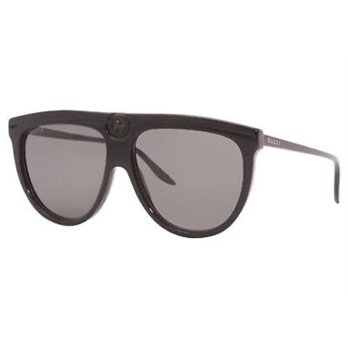 Gucci GG0732S 001 Sunglasses Women`s Black-brown/grey Lenses Fashion Pilot 61mm