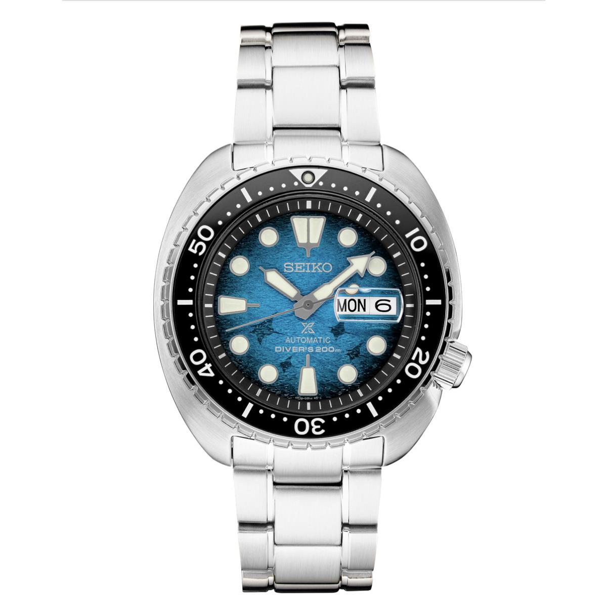 Seiko Prospex King Turtle Blue Manta Ray Stainless Steel Men`s Watch SRPE39