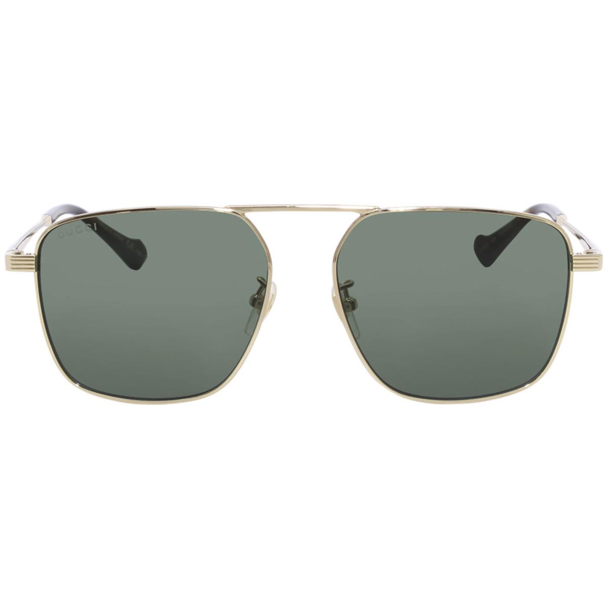 Gucci Seasonal-icon GG0743S 004 Sunglasses Men`s Gold/green Lenses Square 57mm