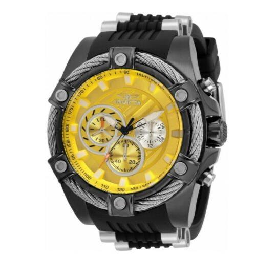 Invicta Bolt Viper Men`s 52mm Yellow Dial Black Sport Chronograph Watch 32701 - Yellow Dial, Black Band