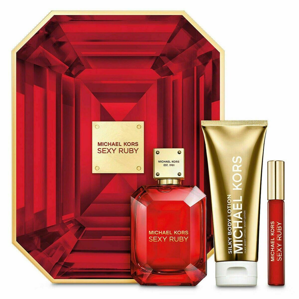 Sexy Ruby by Michael Kors Perfume Gift Set - Edp Spray + Lotion + Rollerball