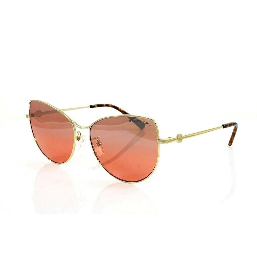 Michael Kors Women`s Sunglasses Cat-eye Light Gold W/silver Mirror Red Lens