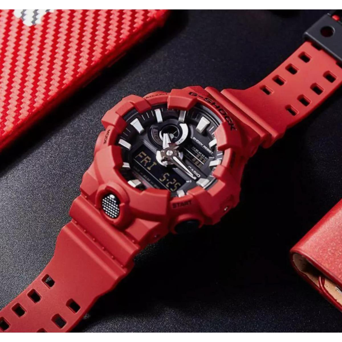 G-shock Casio GA 700-4A Red Resin Analog Digital Alarm Watch 53 MM