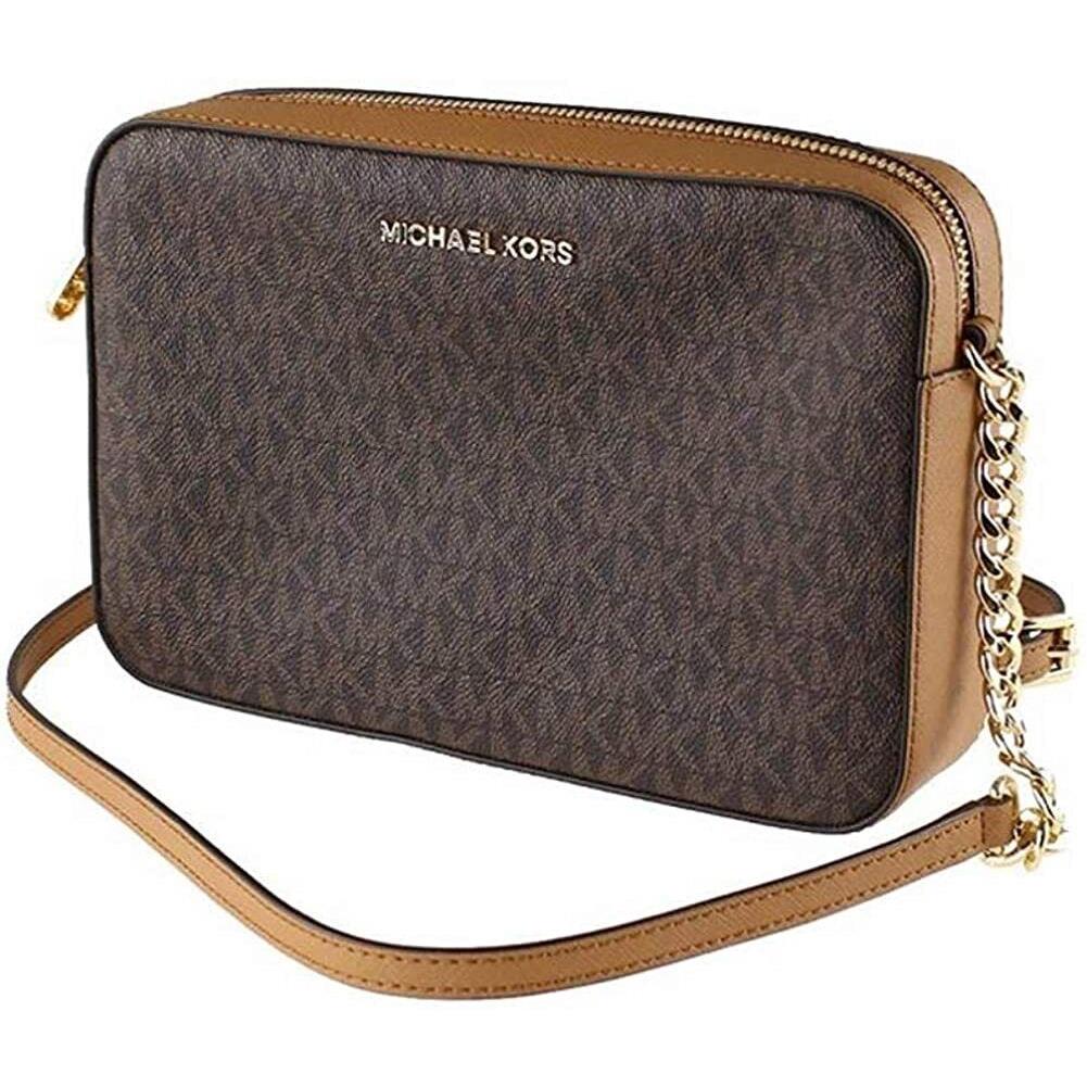 Michael Kors Jet Set Logo EW Crossbody Brown 35F8GTTC3B Chain Acorn Y