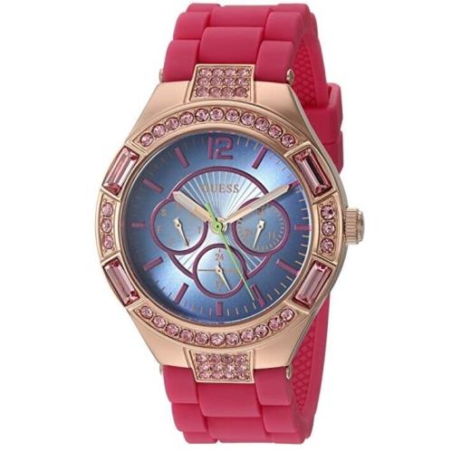 Guess Women`s U0777L1 Sporty Rose Gold-tone Stainless Steel Watch Multi-function - Dial: Rose Gold, Band: Pink