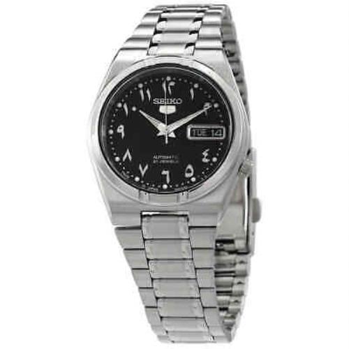 Seiko 5 Automatic Black Arabic Dial Stainless Steel Men`s Watch SNK063J5
