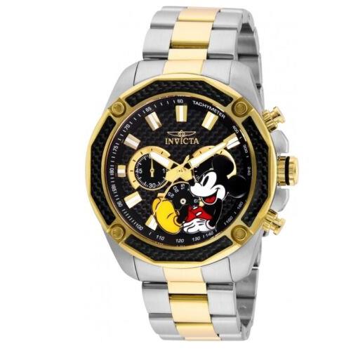 Invicta Disney Limited Edition Men`s 48mm Carbon Fiber Chronograph Watch 27359 - Black Dial, Gold Band, Black Bezel