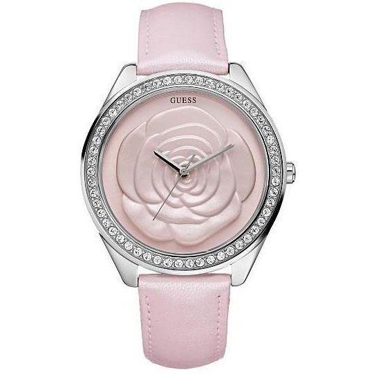 Guess Pink Leather Strap with Crystals 3D Rose Dial WATCH-U85111L2