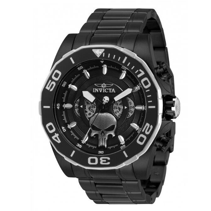 Invicta Marvel Punisher Men`s 48mm Limited Edition Dual Time Dials Watch 33311