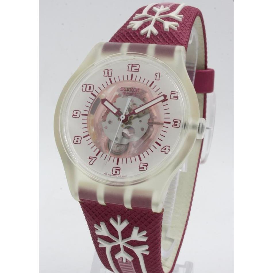 Swatch Snow Pass Pink Ring Leather Watch 38mm SUMK100