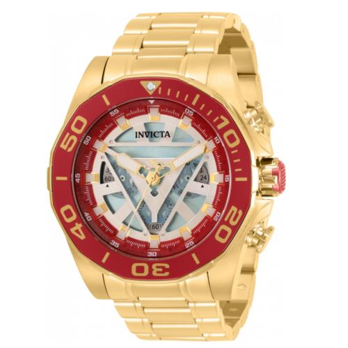 Invicta Marvel Ironman Men`s 48mm Limited Edition Chronograph Watch 33313 - Blue Dial, Gold Band, Gold Bezel