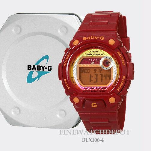 Casio Baby-g Women`s Blx Series Red Tide Graph Digital Watch BLX100-4